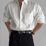 New Men Luxury Korean Style Shirts Casual Long Sleeve Drapped Solid Color Button-down Cardigan Fashion Business Leisure Blouse