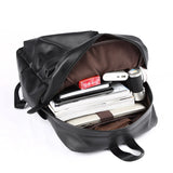 Classics Black Fashion Men PU Leather 15.6inch Laptop Backpack Waterproof Casual Travel Teen Boy School Bags Large Bookbag Male