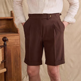 New Men Summer Slim-fit British Style Suit Shorts Light Luxury Business Straight-leg Shorts Leisure Button-down Half-pants M-3XL
