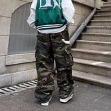 High Street Retro Hiphop Pants Baggy Camouflage Cargo Pants Men's Straight Skateboard Street Dance Jogger Pants Trendy Tie Foot