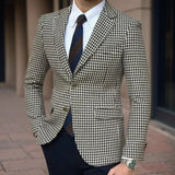 Check Suit Jacket for Men Wedding Tuxedo Houndstooth Blazer 1 Pc American Style Notch Style Check Plaid Fashion Suit
