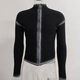 High Street Knitted Sweater Paint Graffiti Old Slim Fit Knitted T-shirt Ins Lazy Style 2023 Fashion Tops Pullover 9C3482