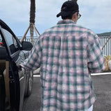 Unisex Oversized Retro Plaid Shirt Coat Men's Long Sleeve Casual Loose Fit Fashion Japanese Korean Style Sun Protection Clothing