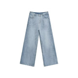 Summer Men Denim Jeans Male Wash Straight Wide Leg Baggy Loose Trousers New Fashion High Street Hot Sale Casual Trousers