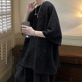 Summer Striped Texture T Shirt Men Korean Style Short Sleeve Loose  Fashion Casual Easy-care Tshirt Oversized  shirts for men