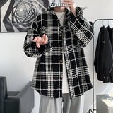 Men's Corduroy Long Sleeve Shirts Spring Autumn Korean Shirt Woman Fashion Casual Oversize Shirt Harajuku Plaid Men Clothing 3XL