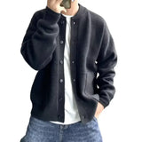 Autumn Winter Thick Warm Sweater Coat Men's Round Neck Knitted Cardigan Single-breasted Solid Sweater Casual Loose Coat Men