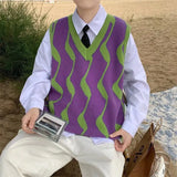 Wool Men Vest Luxury Golf Sweater Brand Patchwork New Spring Clothing Streetwear Fashion Casual Women Knitted Vest Sweater