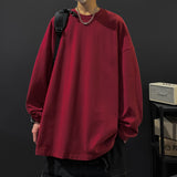Spring Cotton T-Shirts Men Solid Casual Tees Mens Loose Long Sleeve Tops Fashion White Grey T Shirt Male Clothing Plus Size 5Xl