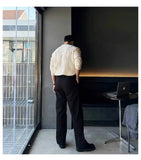 New Korean Fashion Men T-shirt Luxury Knitted Solid Color O Neck Long Sleeve Tees Casual Premium Quality Textured Knitwear M-3XL