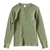 315g Heavy American Retro Khaki Sweater Shirt Waffle Cotton Henry Collar Long Sleeve T-shirt Men Cotton Slim Base Pullover Shirt