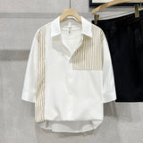 Summer Thin Spliced short-sleeved Shirt Men's Casual Fashionable New Half-sleeved Ice Silk Shirt Jacket 2025 Aesthetic Urban