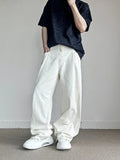 Men's Fashion Loose Harajuku White Jeans High Street American Casual Straight Trousers Hip Hop Trendy Denim Pants Male Clothes