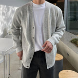 Autumn Fashion Men Luxury Knitted Sweater Coats Trendy Korean Popular V Neck Long Sleeve Cardigan Jacket Casual Stylish Knitwear