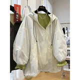 Design-sensory Zippers Trench Coat Both Sides Thin Hooded Jacket Korean 2025 Summer Spliced Jacket High-end Sunscreen Clothes