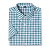 Brand Summer Shirts Men Oxford Short Sleeves Business Turn-down Collar Shirts Man Casual Plaid Camisas Man