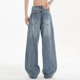 Men's Denim Pants hip hop jean Classic Blue Washed Male Jeans Straight Casual Menwear Loose Wide Leg Trousers New Fashion