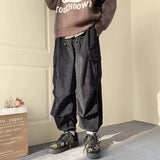 Corduroy Cargo Pants for Men Streetwear Black Cargo Trousers Male Joggers Hip Hop Green Black Japanese Pocket Korean