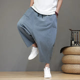 Chinese Style Men Solid Color Harem Pants Fashion Oversized Wide Leg Pants Women Casual Loose Crotch Hip-Hop Trousers