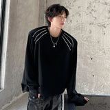Round Collar Men's Fashion Top Pullover Long Sleeve Tees High Street Casual Male T-shirt Autumn Winter