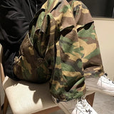 Trendy Vintage Camouflage Cargo Pants Men's Loose-fit Straight-leg High Street Hip Hop Ins Hong Kong Style Wide-leg Trousers
