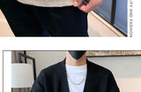 Men Cardigan Fashion Luxury Knitted Sweater Coats Trendy Japanese Retro V Neck Long Sleeve Jacket Casual Stylish Knitwear M-3XL