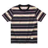 New summer hipster men's heavy retro chunky striped cotton crewneck short sleeve T-shirt