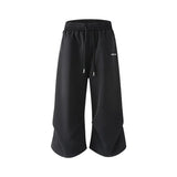Summer Thin Casual Pants Men Fashion Black Wide Leg Pants Men Streetwear Hip-hop Loose Ice Silk Pants Mens Cropped Trousers