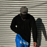 Street Fashion Round Neck Solid Color Loose T-Shirt Straight Mens Autumn Running Fitness Training Sports Leisure Long Sleeve Top