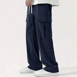 New European and American High Street Fashionable Overalls Men's Corduroy Loose Wide Leg Straight All-Matching Casual Pants