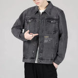Men's Denim Jacket Button Autumn Blue Male Jean Coats Outwear Stylish Winter Oversize Trendy Large Size Cowboy Y2k Xl
