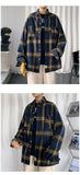 Autumn Oversized Long Sleeved Shirt Men Fashion Retro Plaid Shirt Men Streetwear Korean Loose Casual Shirts Mens Large Size 5XL