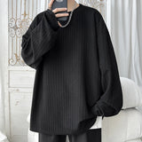 Spring Autumn Casual Long Sleeve T Shirts Men Loose Round Neck T-shirts Male Fashion Harajuku Korean Streetwear Tops Tees