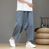 Chinese Style Men Solid Color Harem Pants Fashion Oversized Wide Leg Pants Women Casual Loose Crotch Hip-Hop Trousers