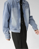 Denim Jackets Korean Style Ins Vintage Distressed Gradient Color Males Outwear All-match High Street Cropped Long Sleeve Autumn