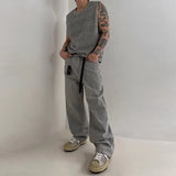 New Men Casual Hollow Out Tank Tops Leisure Splicing Solid Color Sleeveless Tees Fashion Streetwear Fitness Stretch Knitted Vest