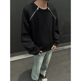 Spring Men Sweatshirts Metal Zipper Solid Color Casual O Neck Fashion Oversize Streetwear Hip Hop Male White/Black
