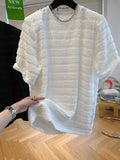Light Luxury High-end Niche Texture T-shirt Men's Summer Handsome Short-sleeved Loose Fashionable Casual Bubble Yarn Top Chic