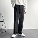 Spring Autumn Men's Fashionable White Korean Style Casual Pants Street Draped Straight Loose Suit Casual Trousers Male