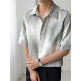 Mens Slim Fit Short Sleeve Shirt man Gradient Color Trendy Summer Fashion Youth Style New Tech Fabric Casual Stylish Streetwear
