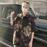 Summer Short Sleeved Shirt Men Retro Printed Shirt Mens Streetwear Loose Flower Shirts Mens Hawaiian Shirt Man Large Size 5XL