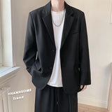 Handsome Casual Blazers Men Leisure Loose Suit Jackets Trendy Male Daily Streetwear All-match Simple Korean Suit-tops Gray/Black