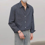 New Fashion Men's Clothing Light Luxury Casual Textured Plaid Shirts Business Leisure Contrast Color Long Sleeve Cardigan Tops