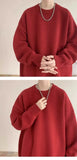 New Japanese Retro Men Knitted Sweater Light Luxury Casual O Neck Solid Color Long Sleeve Pullovers Loose High Street Knitwear