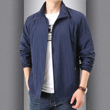 New Fashion Quick Drying Breathable Jacket for Man Loose Casual Stand Collar Coats Pocket Solid Outwears Sports Men's Clothing