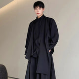 Men's Shirts Irregular Patchwork Design Stand Collar Solid Color Droop Male Long Sleeve Tops New Tide Spring