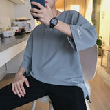 Summer Short Sleeved T-shirt Men Oversized Black White Casual T Shirt Men Streetwear Hip-hop Loose Ice Silk T Shirt Mens Top