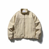 Spring Autumn Vintage Coat American Retro Heavy Washing Canvas High-end Jacket Men's Stand-up Collar Design Casual Jacket Chic