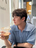 Summer Korean style hollowed out knitted short sleeved polo shirt for men and women high-end t-shirts loose casual street top