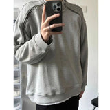 American autumn and winter street hip-hop trend personalized zipper design pullover for couples loose retro Harajuku top y2k
